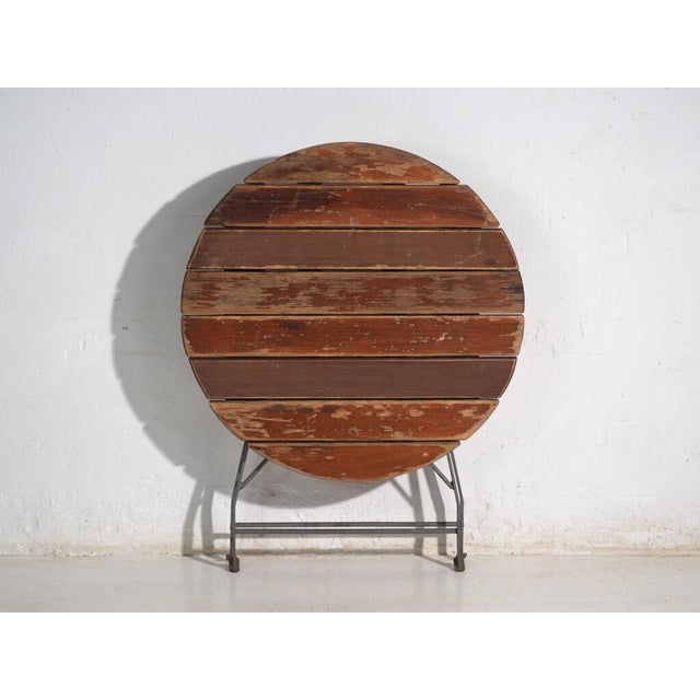 Antique Folding Garden Table in Wood and Iron, Central Europe, 1950 For Sale - Image 9 of 11