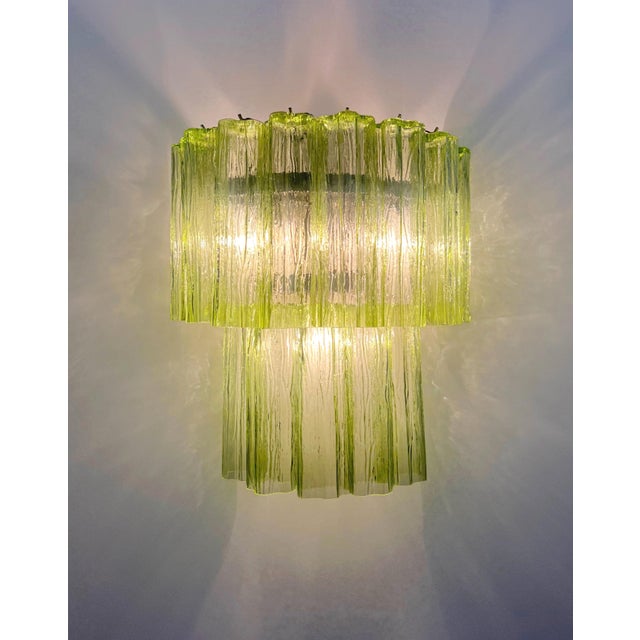 Green Murano Glass Tube Wall Sconces, 1990s, Set of 2 For Sale - Image 6 of 14
