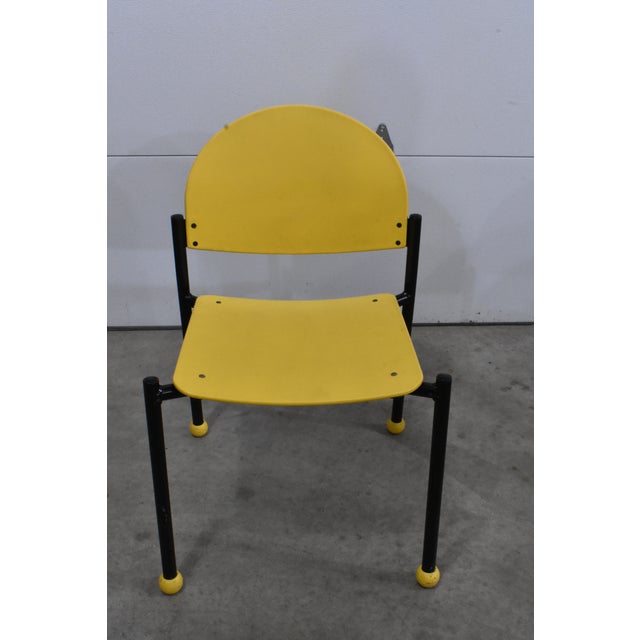 Postmodern Set of 6 Ron Kemnitzer Stackable Bola Chairs in Yellow For Sale - Image 3 of 11