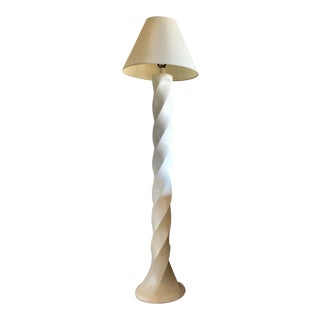 Vintage Michael Taylor Style Plaster Spiral Twist Floor Lamp For Sale