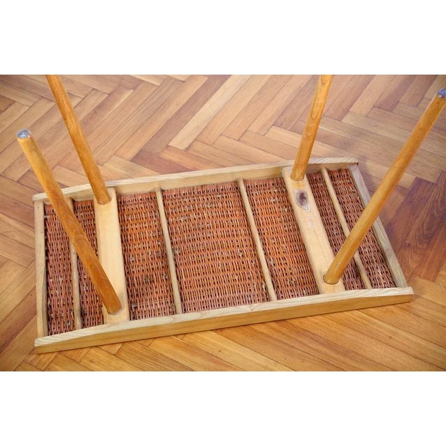 Mid-Century Ash and Wickerwork Side Table and Stool from Uluv, 1960s, Set of 2 For Sale - Image 18 of 18