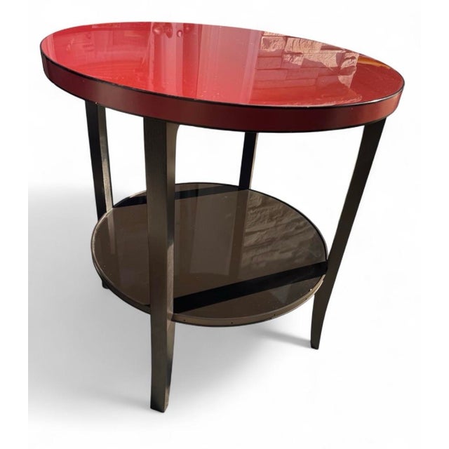 Red Authentic Bill Sofield for Baker Furniture Lacquered Round Accent Side Table For Sale - Image 8 of 10