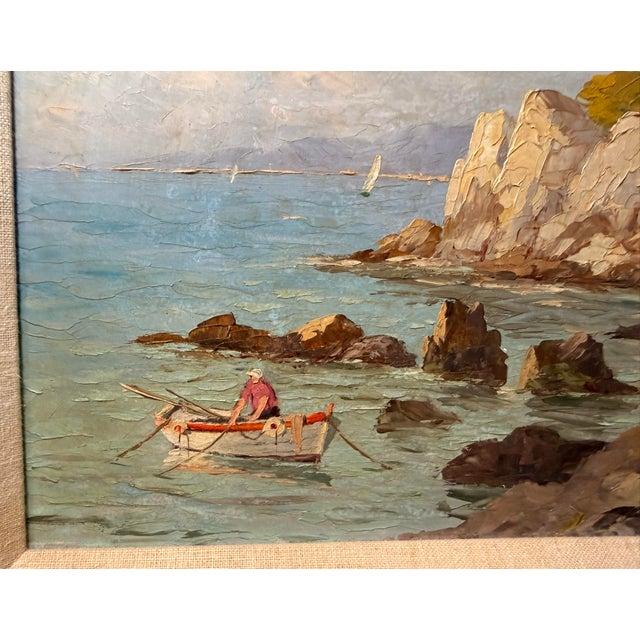 Nautical Vintage French Andre Galzenati Impressionism Seascape Nautical Oil Painting Art For Sale - Image 3 of 13