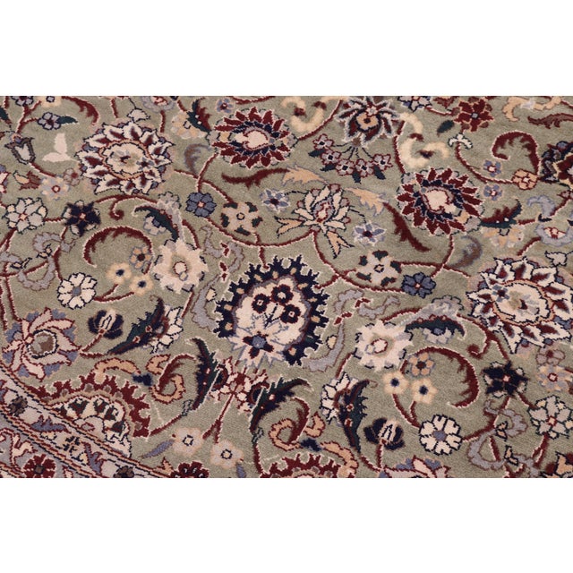 Shabby Chic Shabby Chic 1990's Pak-Persian Green/Beige Wool Round Rug- 6'1'' X 6'1'' For Sale - Image 3 of 9