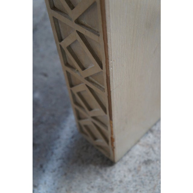 Mid 20th Century Mid Century Post Modern Limed Oak Iron Glass Console Sofa Table For Sale - Image 11 of 13