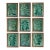 2026 Contemporary Set of Nine Abstract Fern Paintings on Paper Framed in Walnut Frames by Artist r.k. Red For Sale