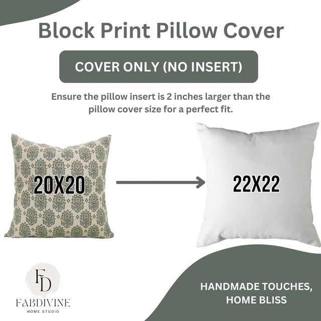 Not Yet Made - Made To Order Fabdivine Handmade Block Print, Kusum-Gry, Linen Blend Pillow Cover- 14x20 Inch For Sale - Image 5 of 5