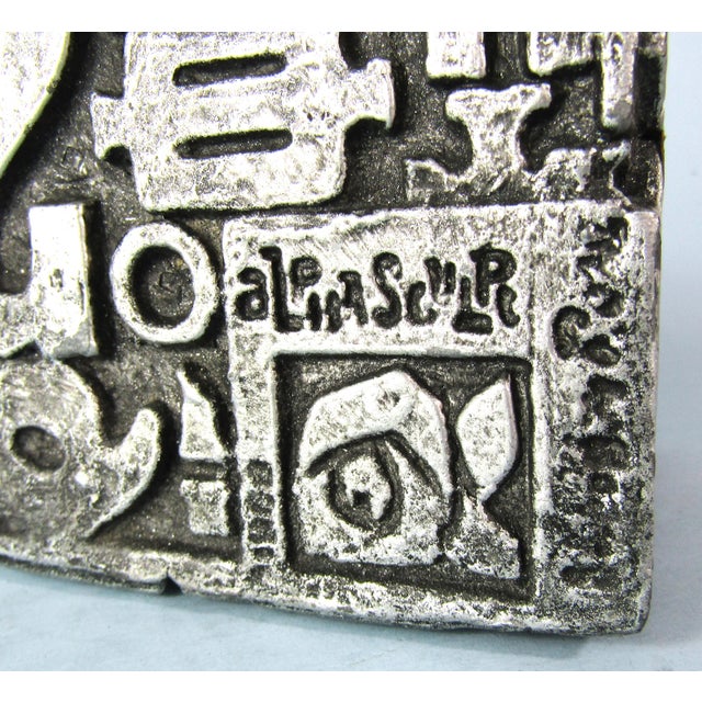 Silver 1960s Alphasculpt Signed Sheldon Rose Vintage Mid-Century Modern Metal Cube Brutalist Sculpture For Sale - Image 8 of 11