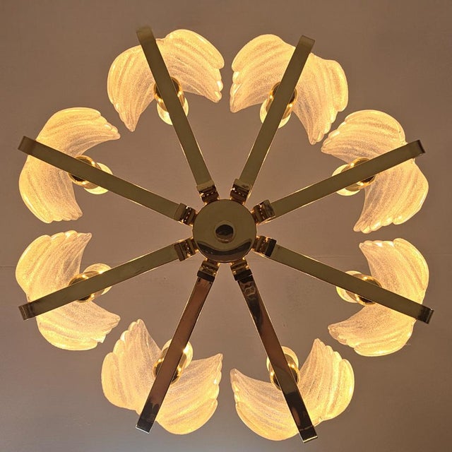 Gold Murano Glass Leaf and Brass 8-Light Chandelier by Carl Fagerlund for JBS For Sale - Image 8 of 13
