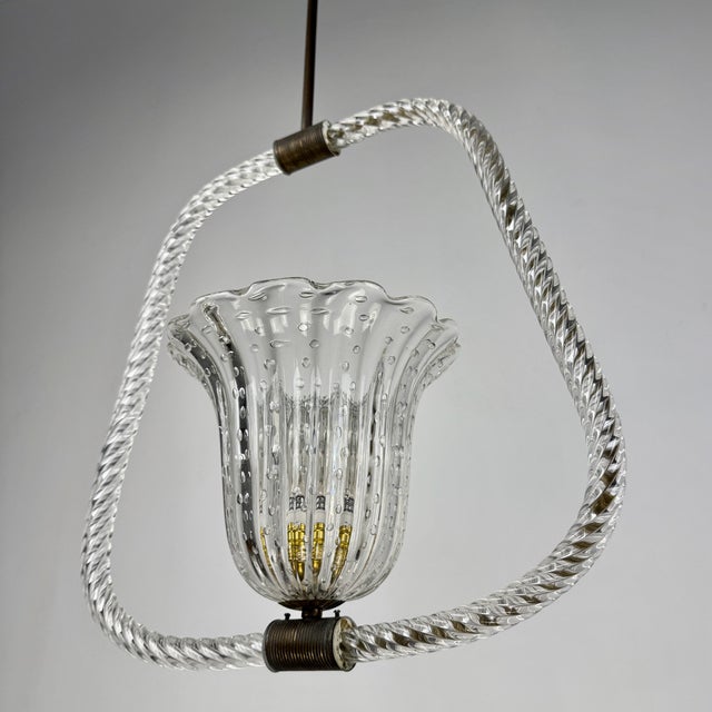 Murano Glass Pendant Lamp from Barovier Toso, 1940s For Sale - Image 11 of 13