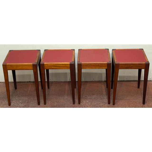 Mid 20th Century French Modern Stacking Tables in the Style of Jacques Adnet France Circa 1960s For Sale - Image 5 of 11