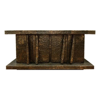 Early 20th Century Brutalist Hand Hammered Metal Clad Credenza For Sale