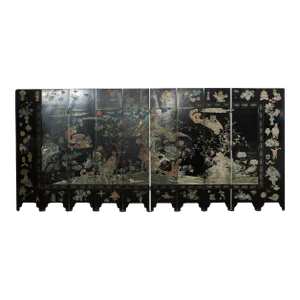 Chinese Kuancai Ten Panel Coromandel Screen Mythical Landscape