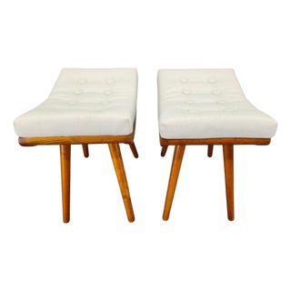 Mid-Century Maple Wood Stools, Former Czechoslovakia, 1960s, Set of 2 For Sale