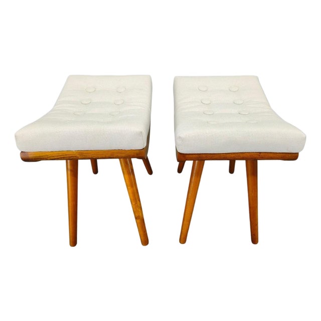 Mid-Century Maple Wood Stools, Former Czechoslovakia, 1960s, Set of 2 For Sale