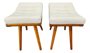 Mid-Century Maple Wood Stools, Former Czechoslovakia, 1960s, Set of 2