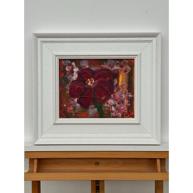 2000 - 2009 Ameryllis Study 1 - Miniature Abstract Floral Canvas Art by Contemporary Artist 2005 For Sale - Image 5 of 11