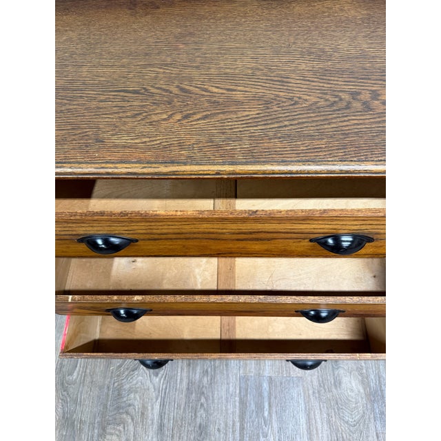 Antique Arts and Crafts Mission Style Oak Dresser Chest of Drawers For Sale - Image 13 of 15
