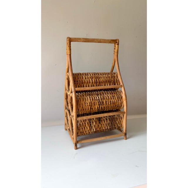 Mid-Century Modern 1970s Bamboo and Rattan Wine Rack For Sale - Image 3 of 5