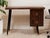 Mid-Century Modern Madagascar 1950s Vintage Single Pedestal Double Drawer Desk For Sale - Image 3 of 11