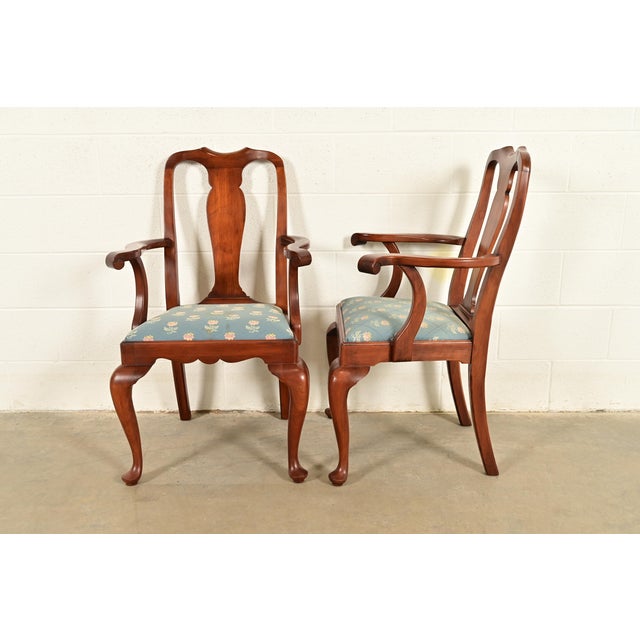 Henkel Harris Queen Anne Solid Cherry Wood Dining Chairs, Set of Ten For Sale - Image 11 of 14