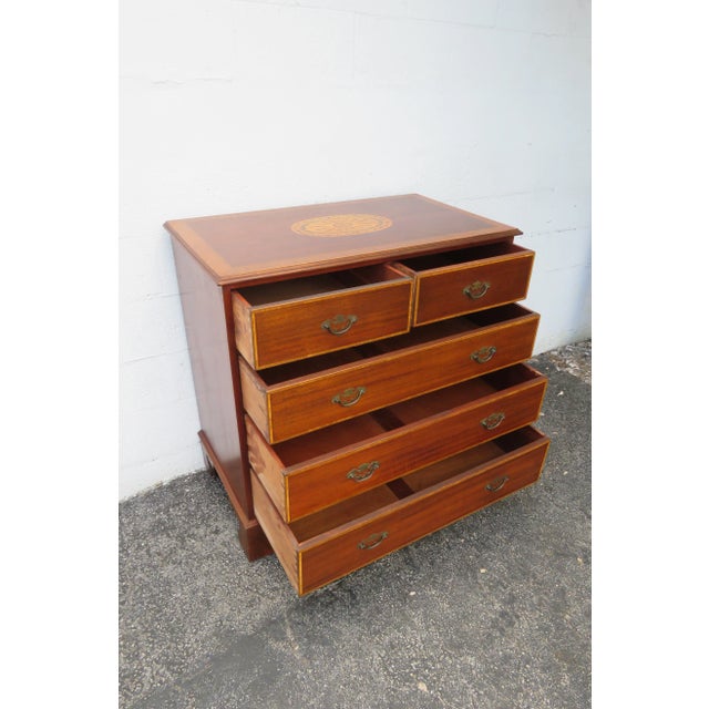Early 1900s Hepplewhite Style Inlay Chest Dresser For Sale - Image 4 of 13