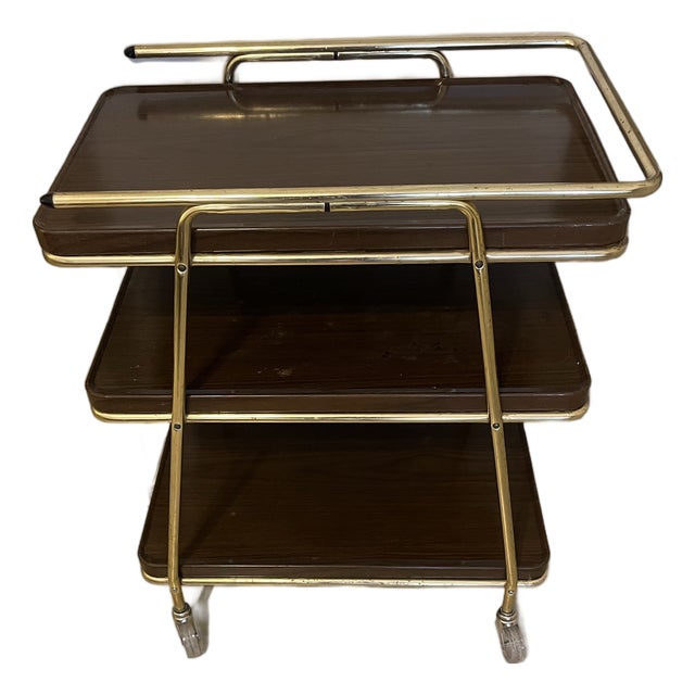 Vintage Cosco Bar Cart: Mid-Century Modern Serving Cart With Removable Trays For Sale