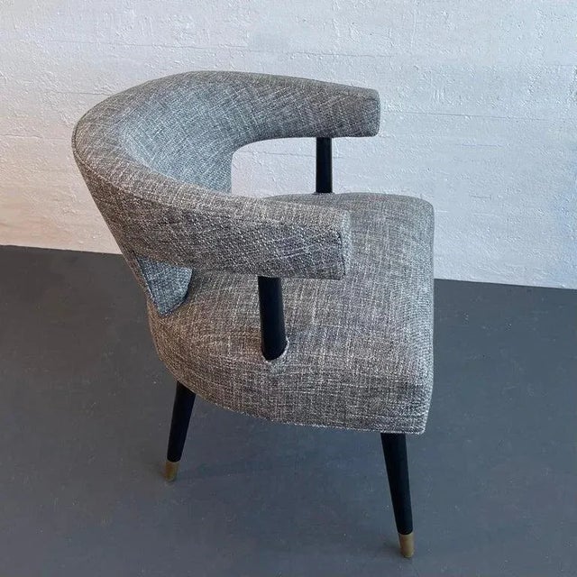 1950s 1950s Mid-Century Modern Upholstered Barrel Back Accent Chair For Sale - Image 5 of 9