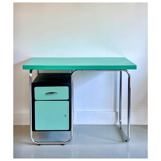 Mid-Century Modern Tubular Writing Desk in Chrome with Metal and Wood, 1960s For Sale - Image 3 of 11