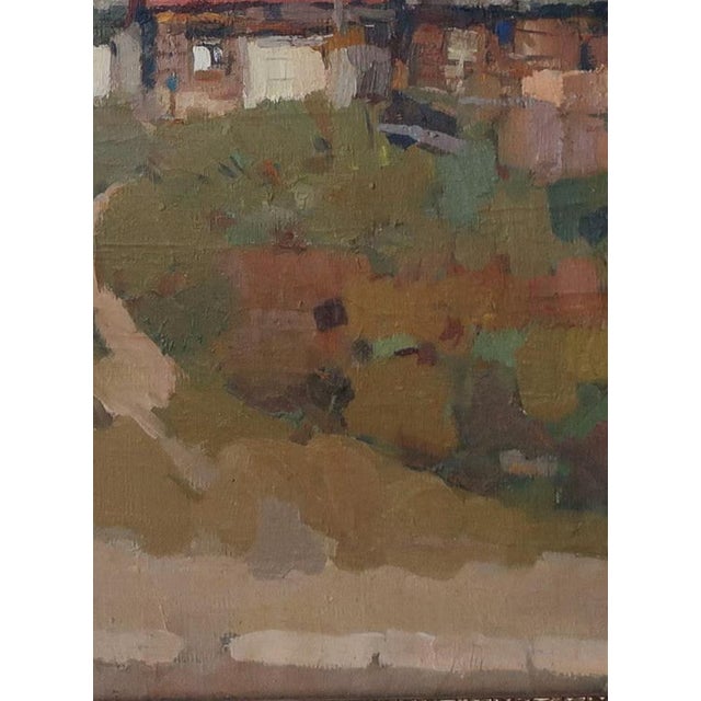 1950s 1950s Autumn Landscape Oil Painting, Ukrainian Village Art 78-58,5 For Sale - Image 5 of 6