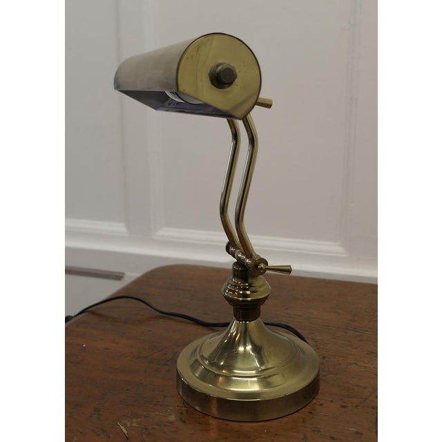 Art Deco Brass Adjustable Bankers Desk Lamp , 1960s For Sale - Image 4 of 9