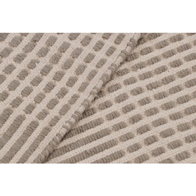 Modern Flat Weave Beige Brown Geometric Striped Pattern For Sale - Image 11 of 11
