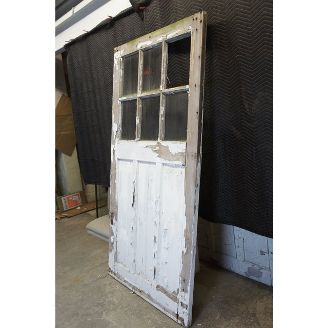 Wood Antique Oak 6 Pane Barn Door Farmhouse Rustic Reclaimed Salvage 48" X 94 For Sale - Image 7 of 12