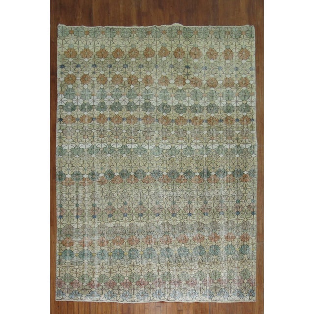 1960s Worn Turkish Deco Rug For Sale - Image 9 of 18