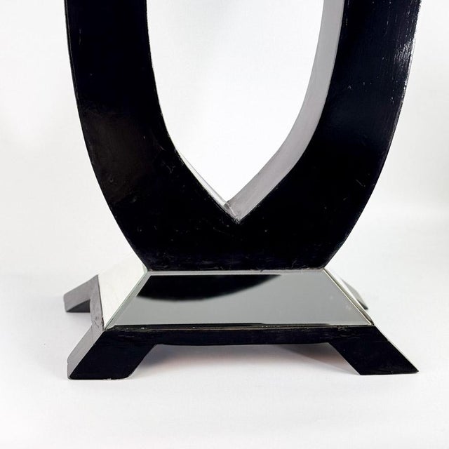 Art Deco Round Mirrored Bar Table in Black Painted Wood, 1930s For Sale - Image 10 of 18