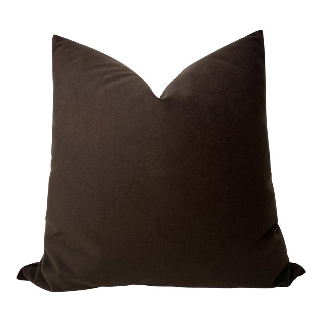 Umber Brown Velvet Pillow Cover, 18x18 Pillow For Sale