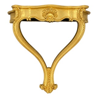 1960s Italian Rococo Carved Wood Wall Console, Restored Faux Gilt Finish For Sale