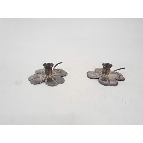Silver Clover Candleholders attributed to Carl Frederik Christiansen, Denmark, 1950s, Set of 2 For Sale - Image 3 of 3