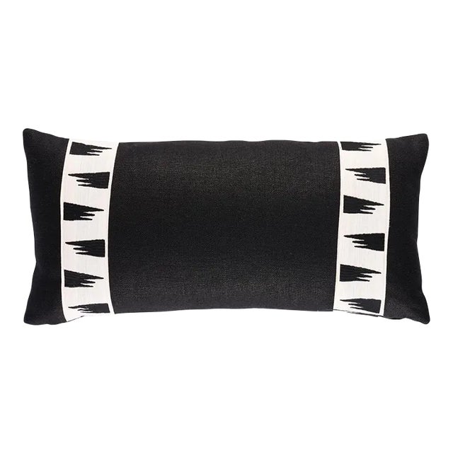 Schumacher x David Kaihoi Tutsi 24" Lumbar Pillow in Ivory & Black For Sale