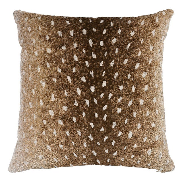 Indian Schumacher Axis Velvet 22" Pillow in Fawn For Sale - Image 3 of 3