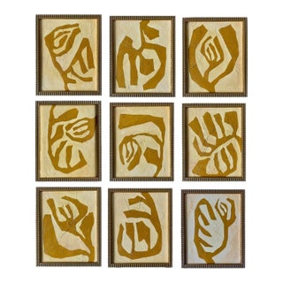 Contemporary Abstract Collection of Botanical Paintings on Canvas by r.k. Red - Set of Nine For Sale