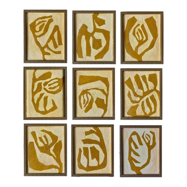 Contemporary Abstract Collection of Botanical Paintings on Canvas by r.k. Red - Set of Nine For Sale