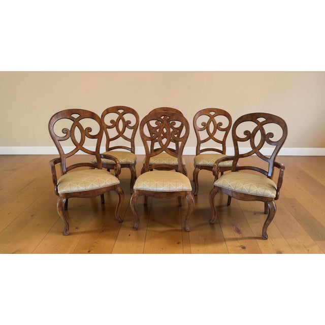 Set of 6 Rivage Dining Chairs, made by Thomasville Furniture in 2010. This timeless French Louis XV style features richly...