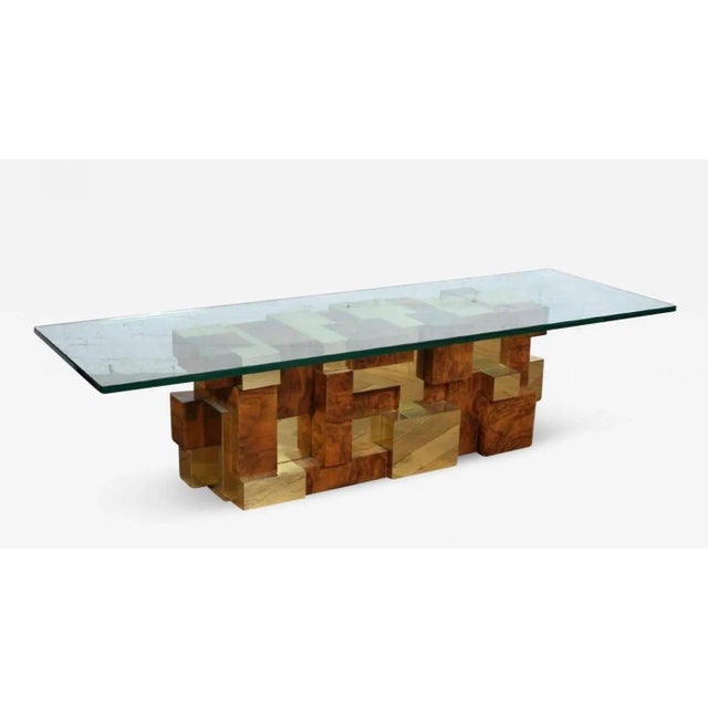 A cityscape multifaceted coffee table by Paul Evans for Directional Inc, circa 1970s. A rarely seen model with square...