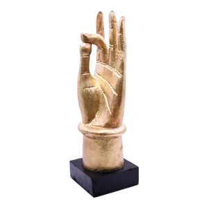 Vintage Gilded Wood Block Karana Mudra Hand Gesture Buddha Yoga - Large