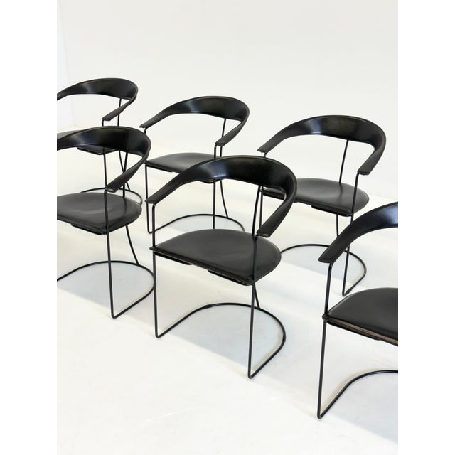 Vintage Ursala Dining Chairs in Black Leather from Arrben, Set of 8 For Sale - Image 6 of 18