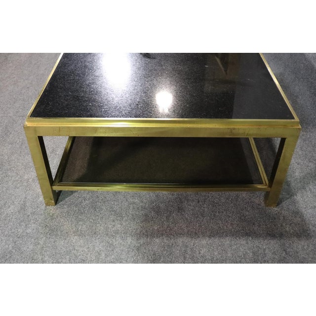 Metal Granite Top 2 Tier Coffee Table For Sale - Image 7 of 12