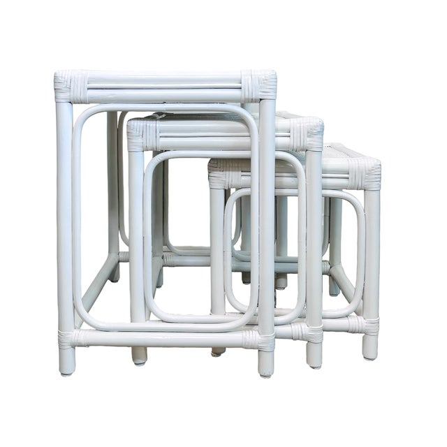Set 0f 3 Rattan Nesting Tables | Chairish