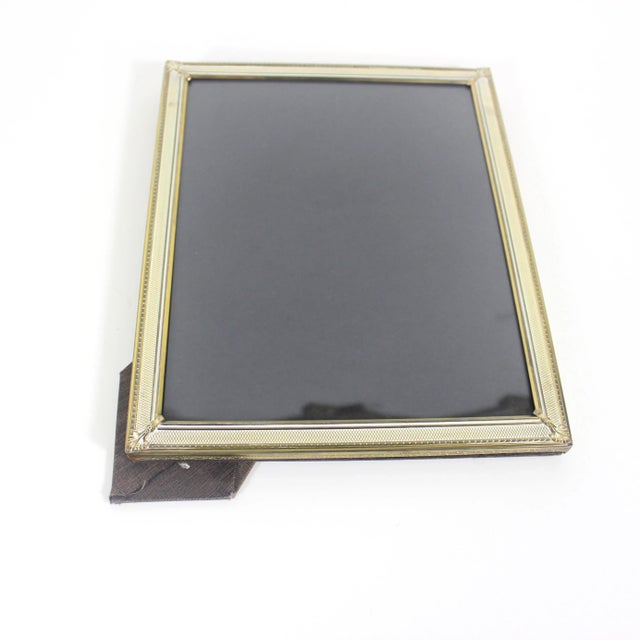 1950’s 8”x10” Rectangular Brass Table Top Photograph Frame, Easel Back For Sale - Image 4 of 9