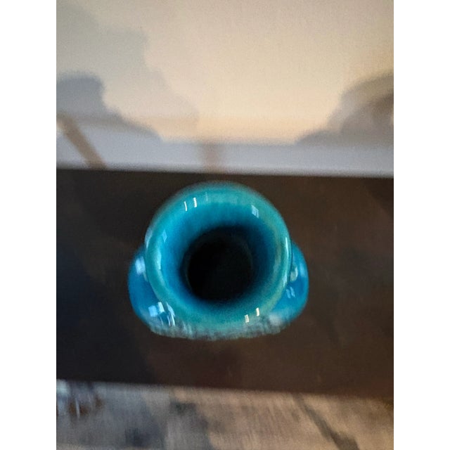 1960s Pair Vintage Chinese Turquoise Glazed Vases, 8.5” High For Sale - Image 5 of 10